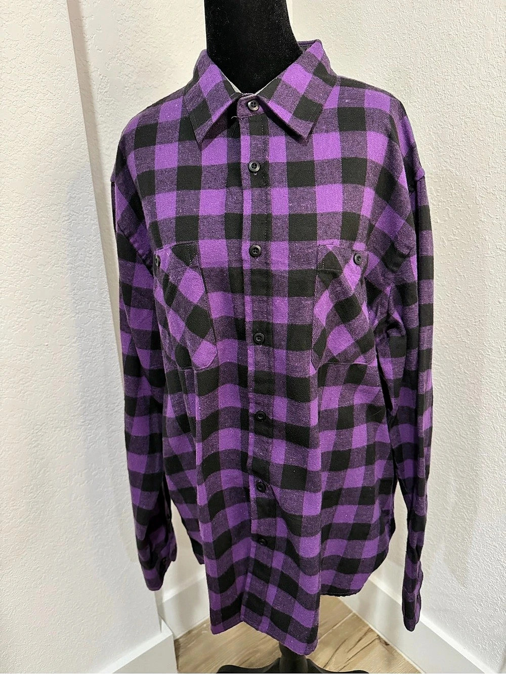 Purple & Black Plaid Button Down Shirt